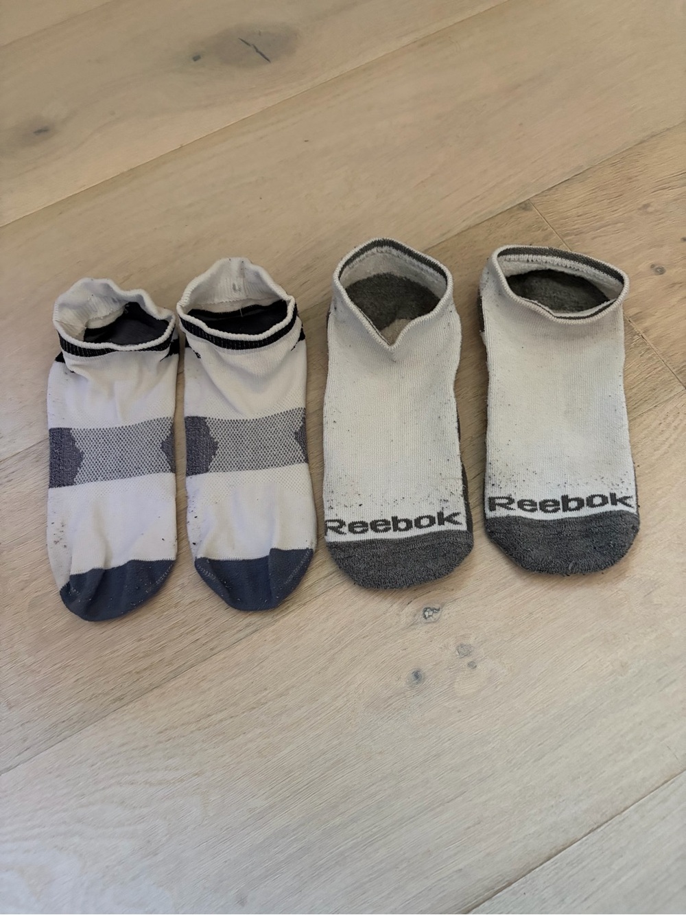 Reebok & Asics Men’s Low-Cut Athletic Socks — White & Gray